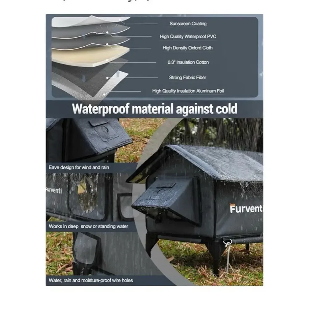 Outdoor Cat House Large Dark Grey Elevated Weatherproof Stray Barn